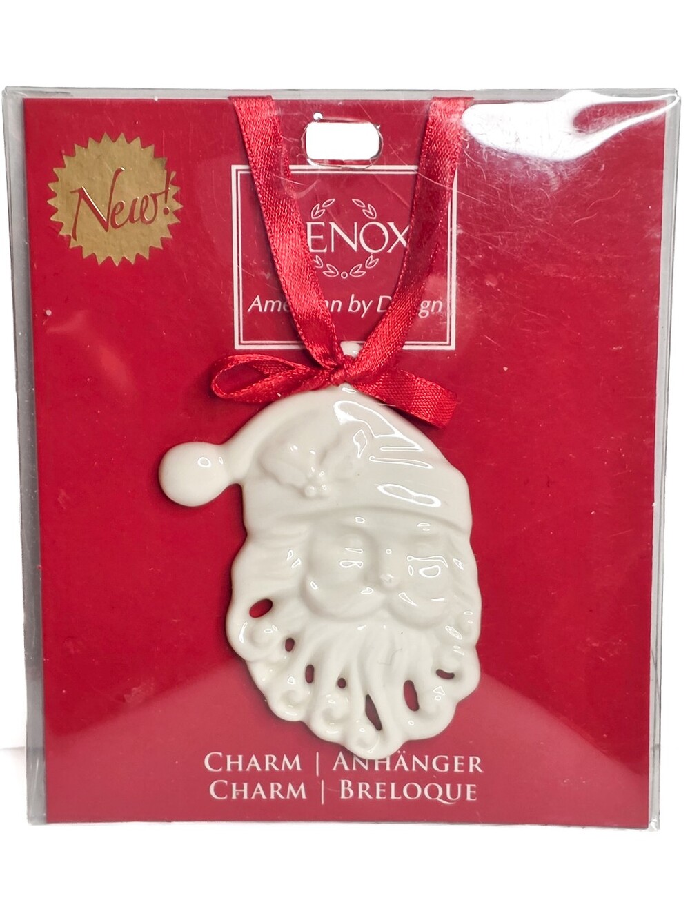 Lenox Handcrafted White Glaze Porcelain Santa Christmas Ornament Holiday Charm